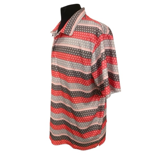 Etonic Mens Pink Striped Golf Polo Shirt Size XL Preppy Athletic - Picture 3 of 6